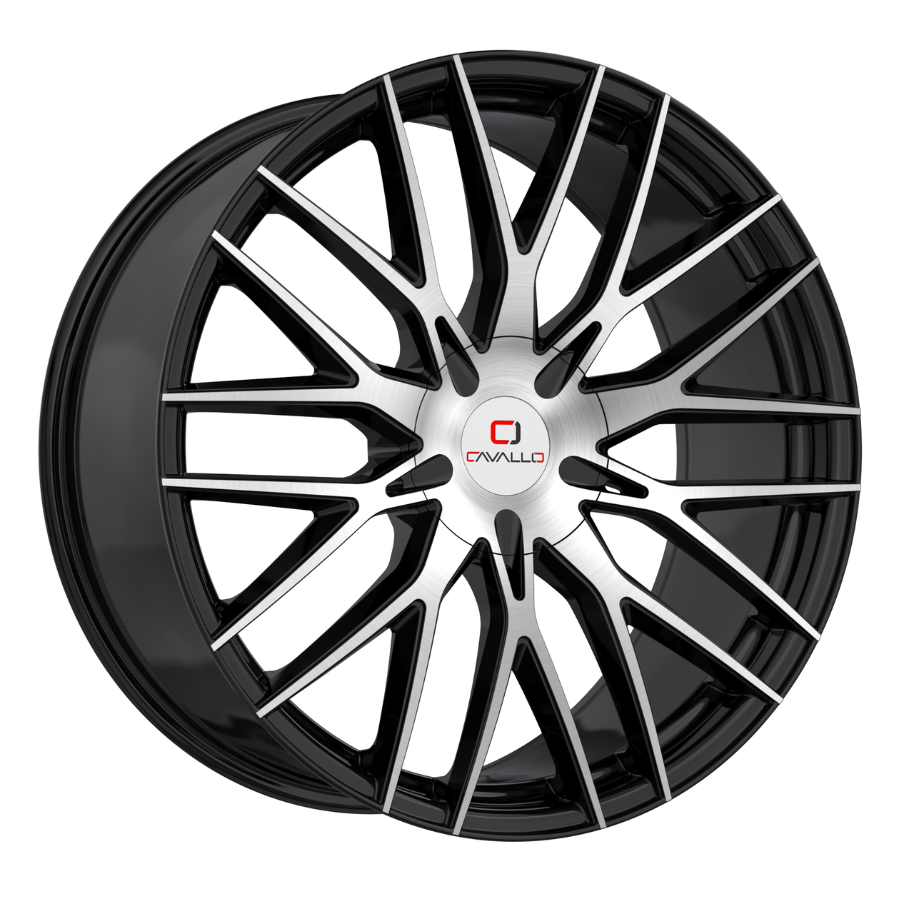 24" Cavallo CLV-45 Gloss Black & Machined Wheel 24x9 5x115 5x120 18mm Rim