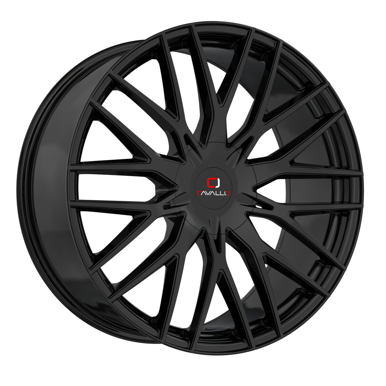 22" Cavallo CLV-45 Gloss Black Wheel 22x9.5 6x135 6x5.5 25mm For Ford Chevy GMC