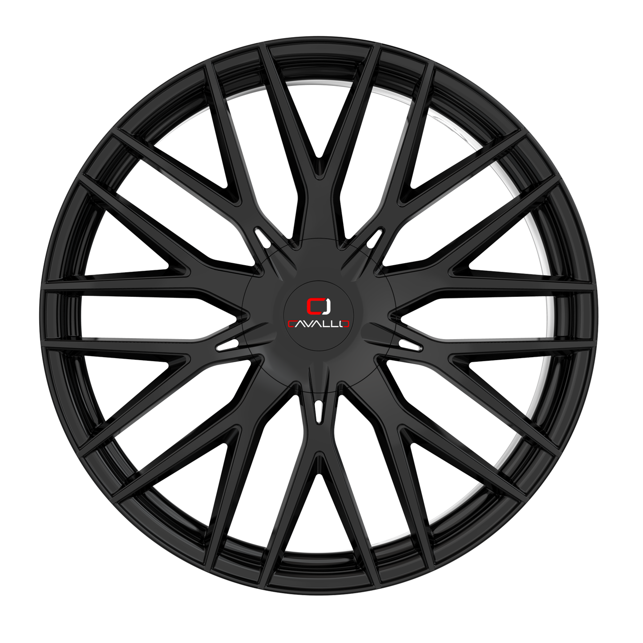 22" Cavallo CLV-45 Gloss Black Wheel 22x9.5 6x135 6x5.5 25mm For Ford Chevy GMC