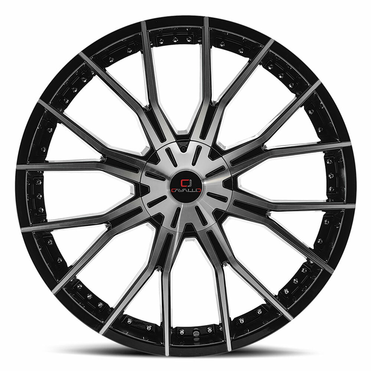 Set 4 24" Cavallo CLV-36 Gloss Black & Machined Wheels 24x9 5x115 5x120 18mm