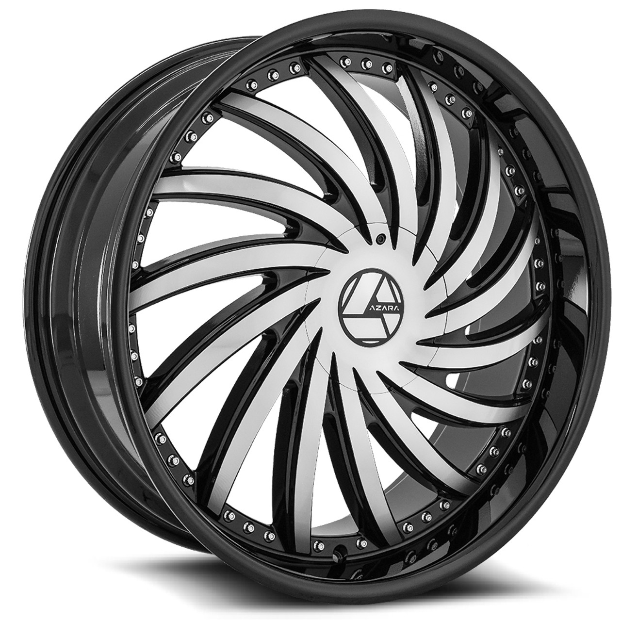 Set 4 22" Azara AZA-508 Gloss Black & Machined Wheels 22x8.5 5x112 5x4.5 38mm