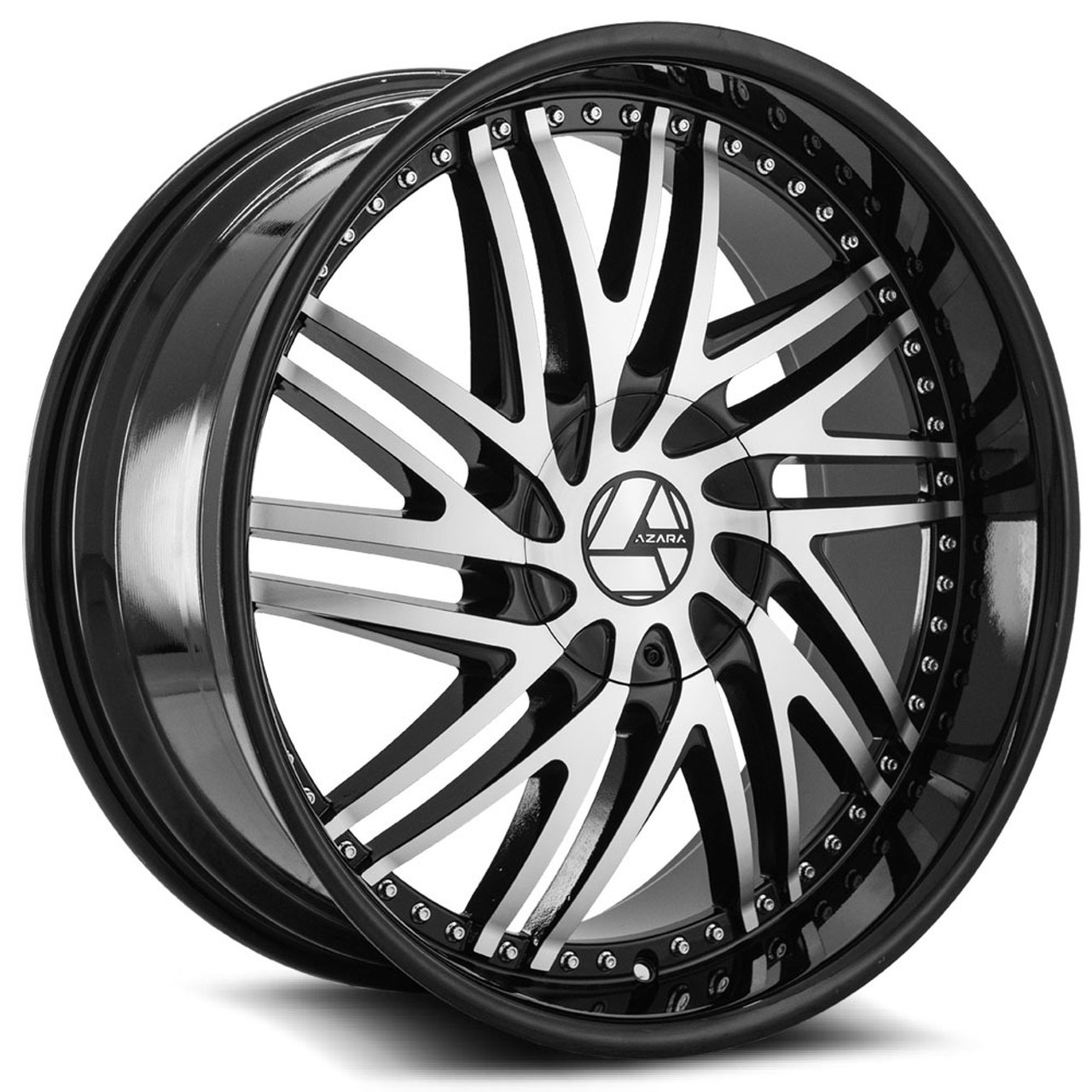 24" Azara AZA-509 Gloss Black & Machined Wheel 24x9 5x115 5x120 18mm Car Suv Rim