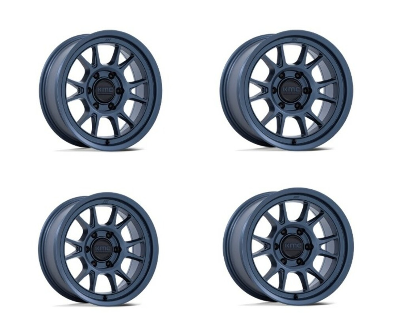 Set 4 KMC KM729 Range 17x8.5 5x5 Metallic Blue Wheels 17" -10mm Rims