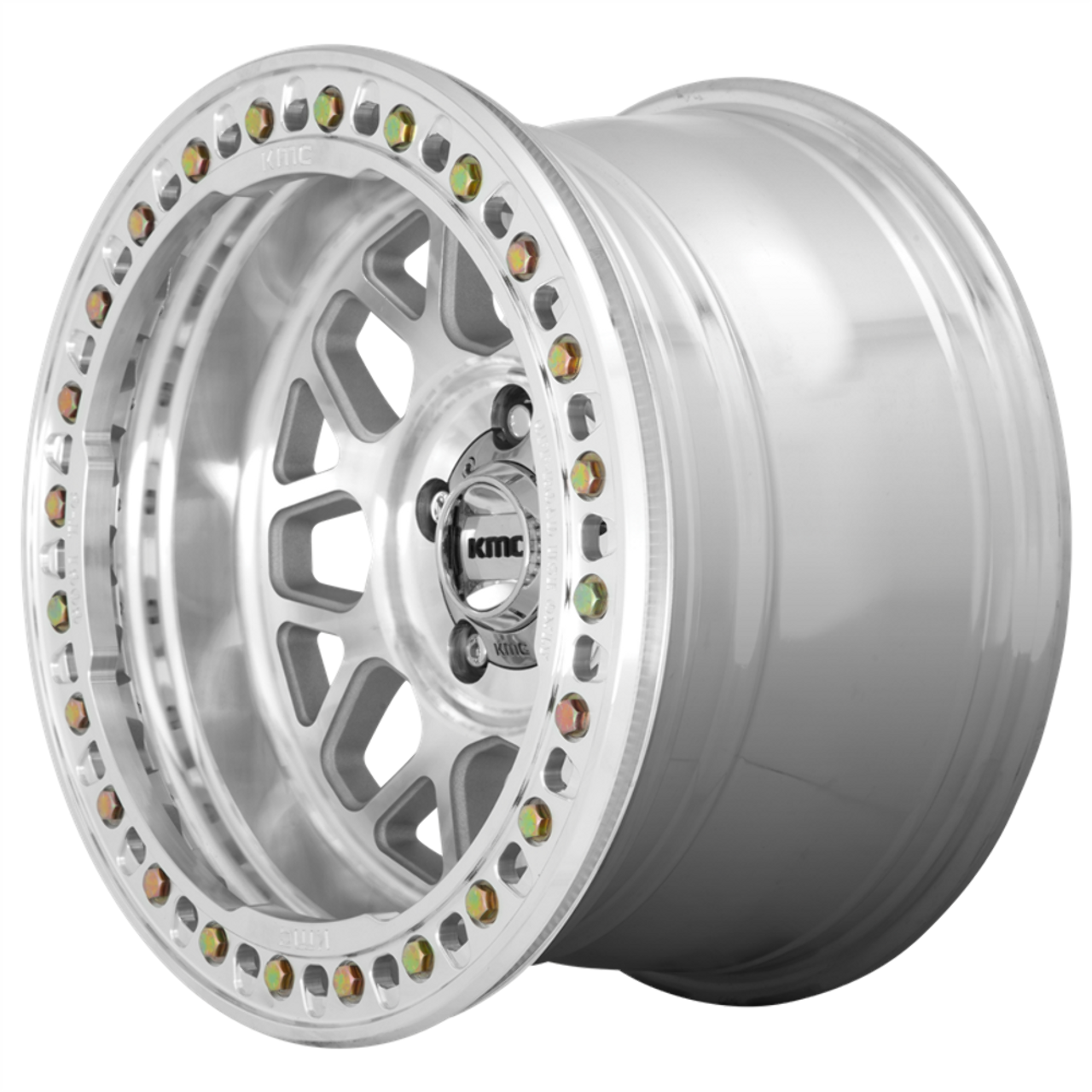 Set 4 KMC KM235 Grenade Crawl Beadlock 18x9 5x5 Machined Wheels 18" 10mm Rims