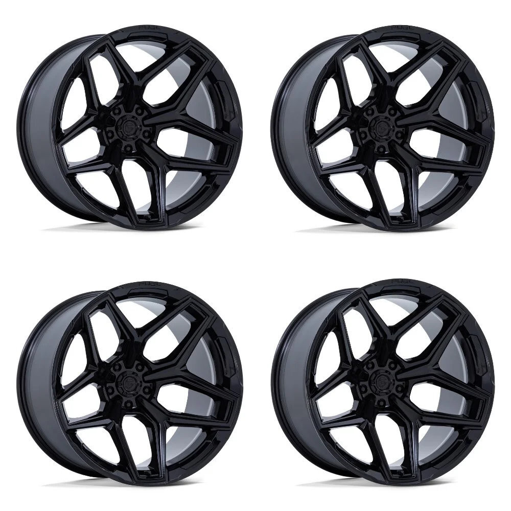Set 4 18" Fuel Flux 18x9 6x135 20mm Gloss Black Wheels For Ford Lincoln Rims