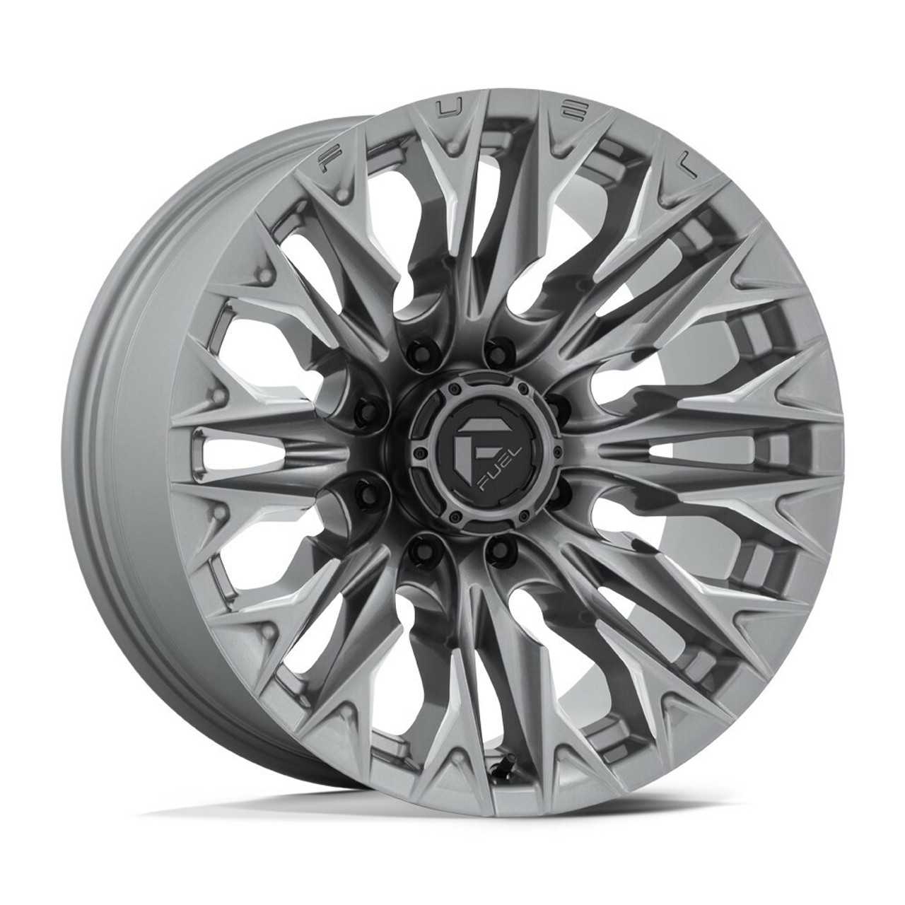 Set 4 20" Fuel D806 Flame 20x9 8x180 1mm Platinum Wheels For Chevy GMC Rims