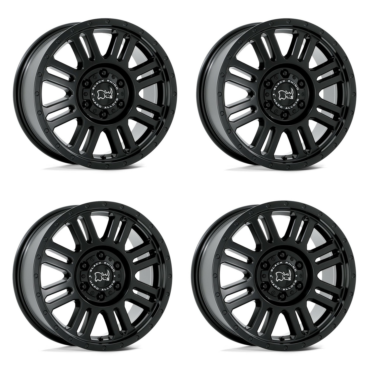 Set 4 Black Rhino Yellowstone 17x8 5x130 Matte Black Wheels 17" 45mm For Ram Rim