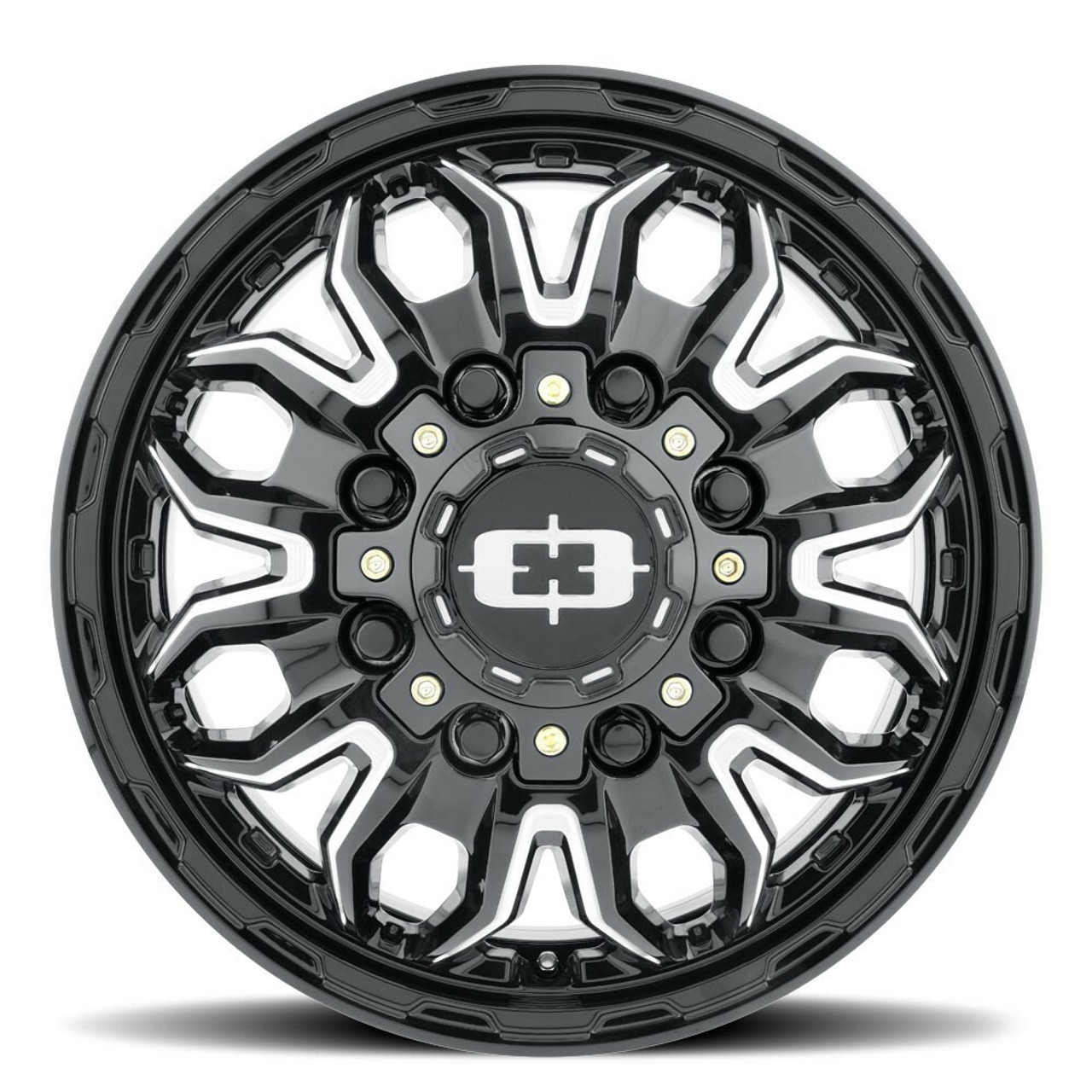 17" Vision Black Milled Spoke 410 Korupt Dually 17x6.5 8x200 Rear Rim -143.35mm