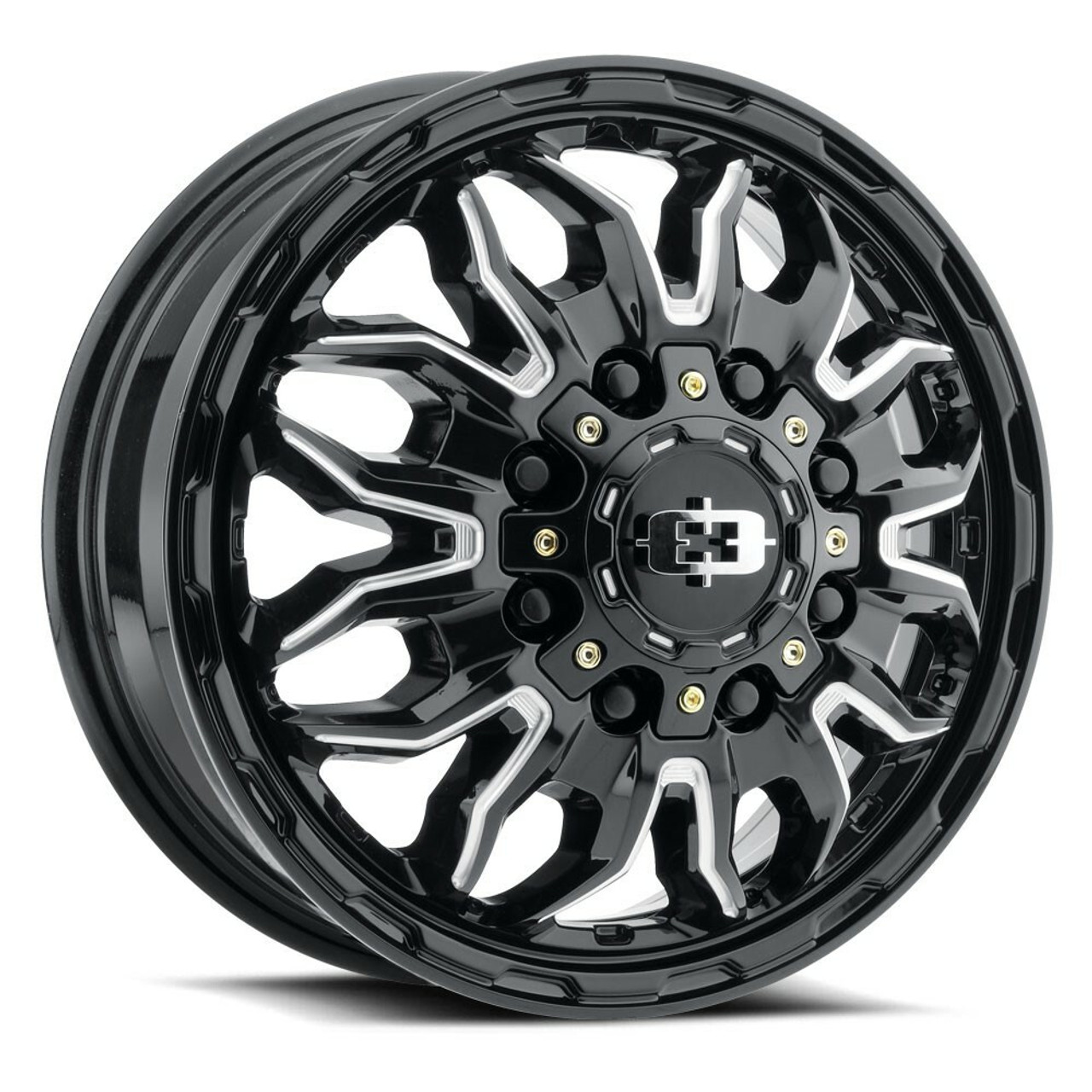 17" Vision Black Milled Spoke 410 Korupt Dually 17x6.5 8x210 Front Rim 121.35mm