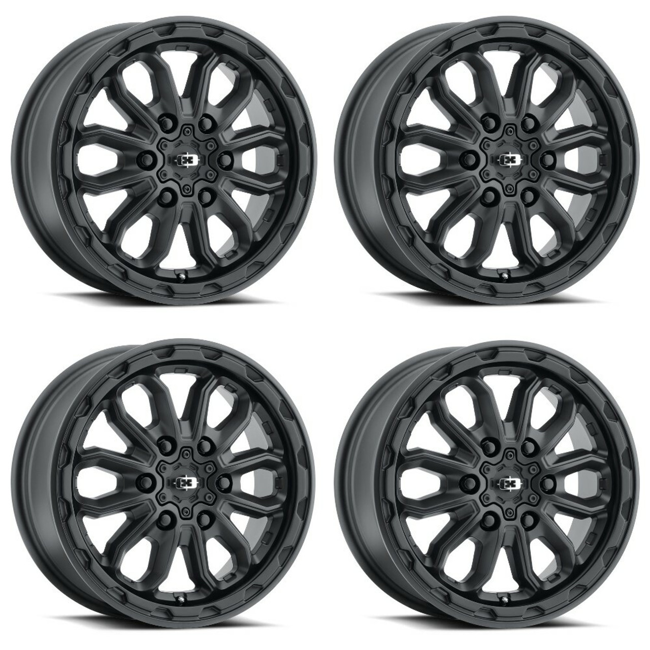 Set 4 17" Vision Satin Black 410 Korupt 17x7.5 6x130 Wheels 45mm