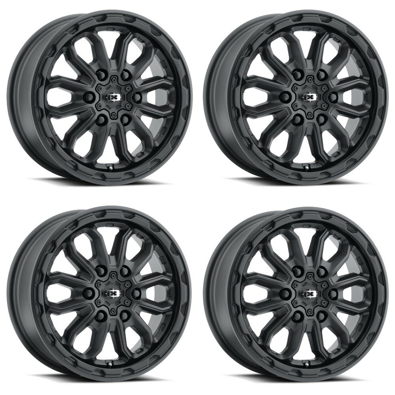 Set 4 16" Vision Satin Black 410 Korupt 16x6.5 6x130 Wheels 45mm Rims
