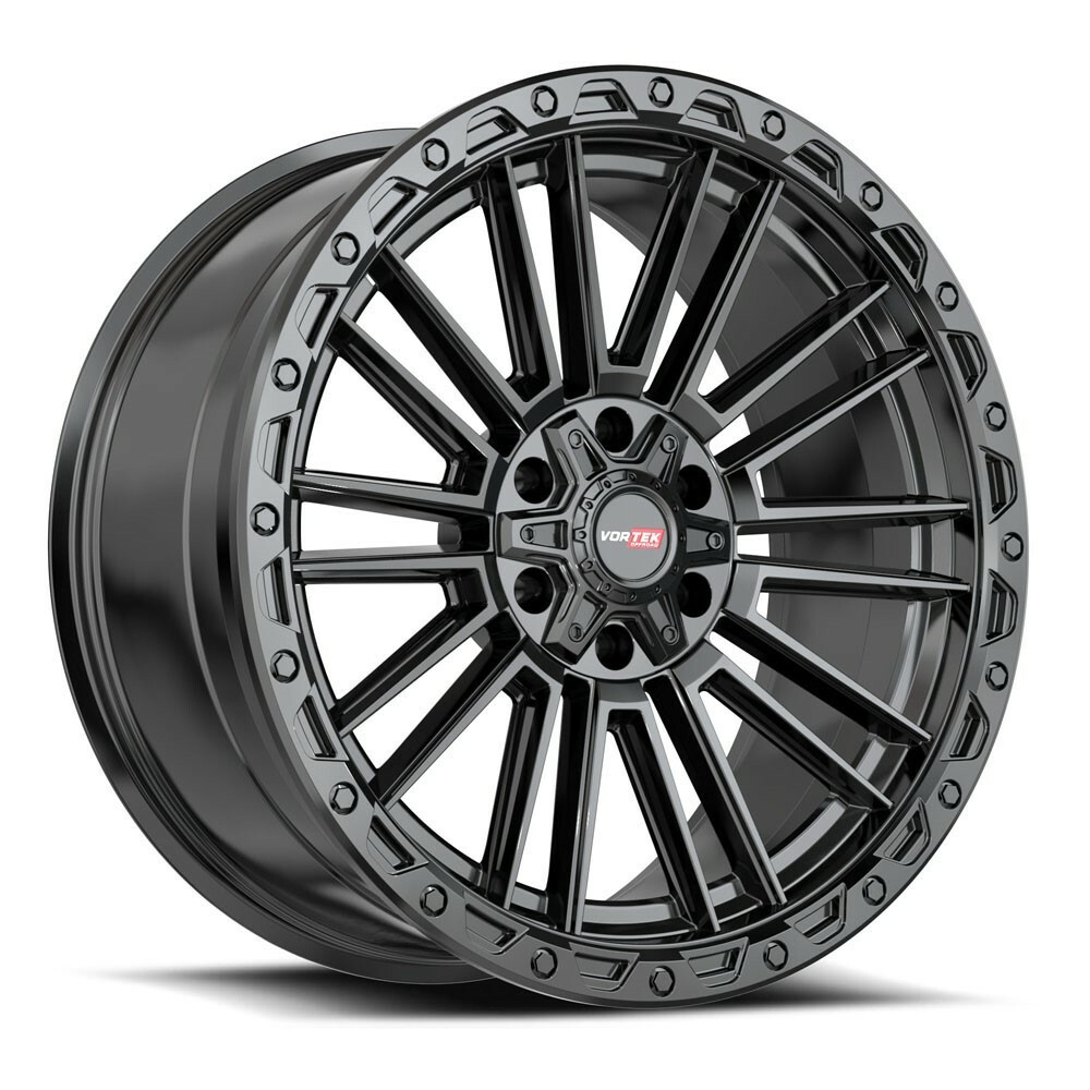 Set 4 20" Vortek Satin Black VRT-604 20x9.5 6x135 6x5.5 12mm For Ford Chevy GMC