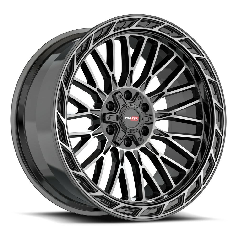 Set 4 22" Vortek Black Diamond Cut Dark Tint VRP-502 22x10 5x5 5x5.5 -18mm Rims