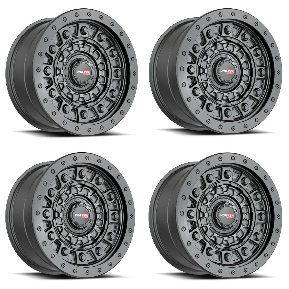 Set 4 17" Vortek Matte Black VRD-701 17x9 Wheels 6x135 6x5.5 12mm Truck Suv Rims