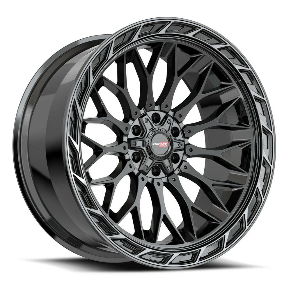 Set 4 24" Vortek Black Diamond Cut Ring Dark Tint VRP-503 24x11 5x5 5x5.5 -24mm