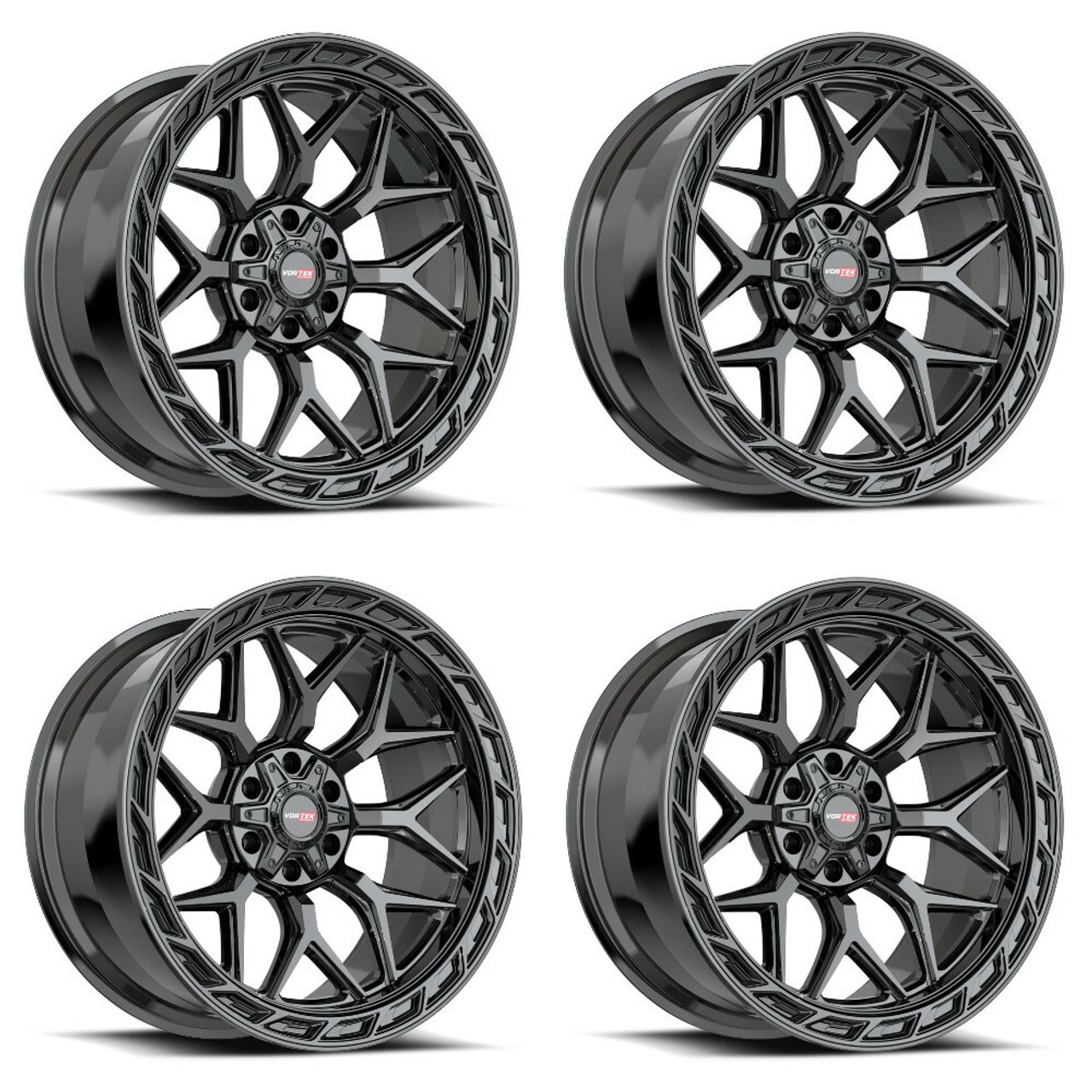 Set 4 20" Vortek Gloss Black VRP-504 20x10 6x135 6x5.5 -18mm Lifted Truck Wheels Set 4 20" Vortek Gloss Black VRP-504 20x10 6x135 6x5.5 -18mm Lifted Truck Wheels