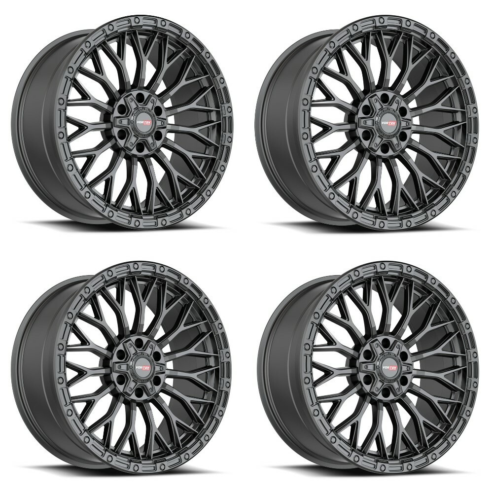 Set 4 17" Vortek Matte Black VRT-607 17x9 5x5 5x5.5 For Jeep Dodge Truck Wheels