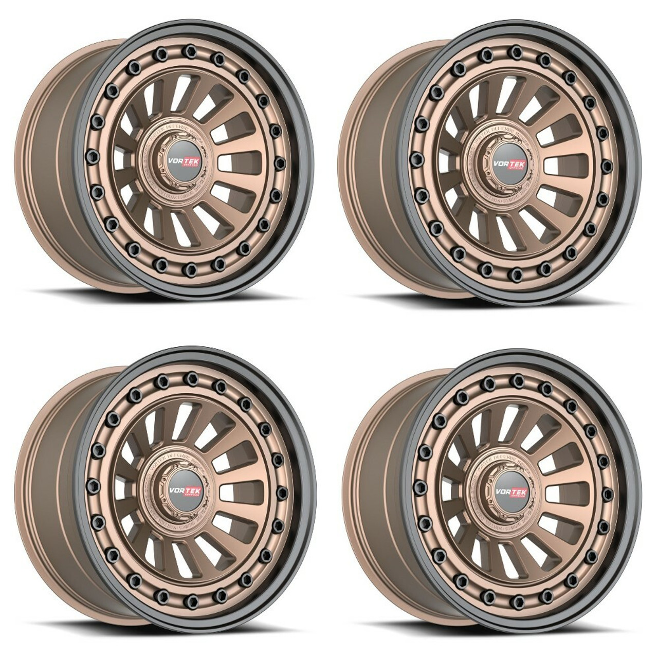 Set 4 17" Vortek Bronze Black Bolts & Lip VRD-702 17x9 Wheels 5x5 5x5.5 -12mm Set 4 17" Vortek Bronze Black Bolts & Lip VRD-702 17x9 Wheels 5x5 5x5.5 -12mm
