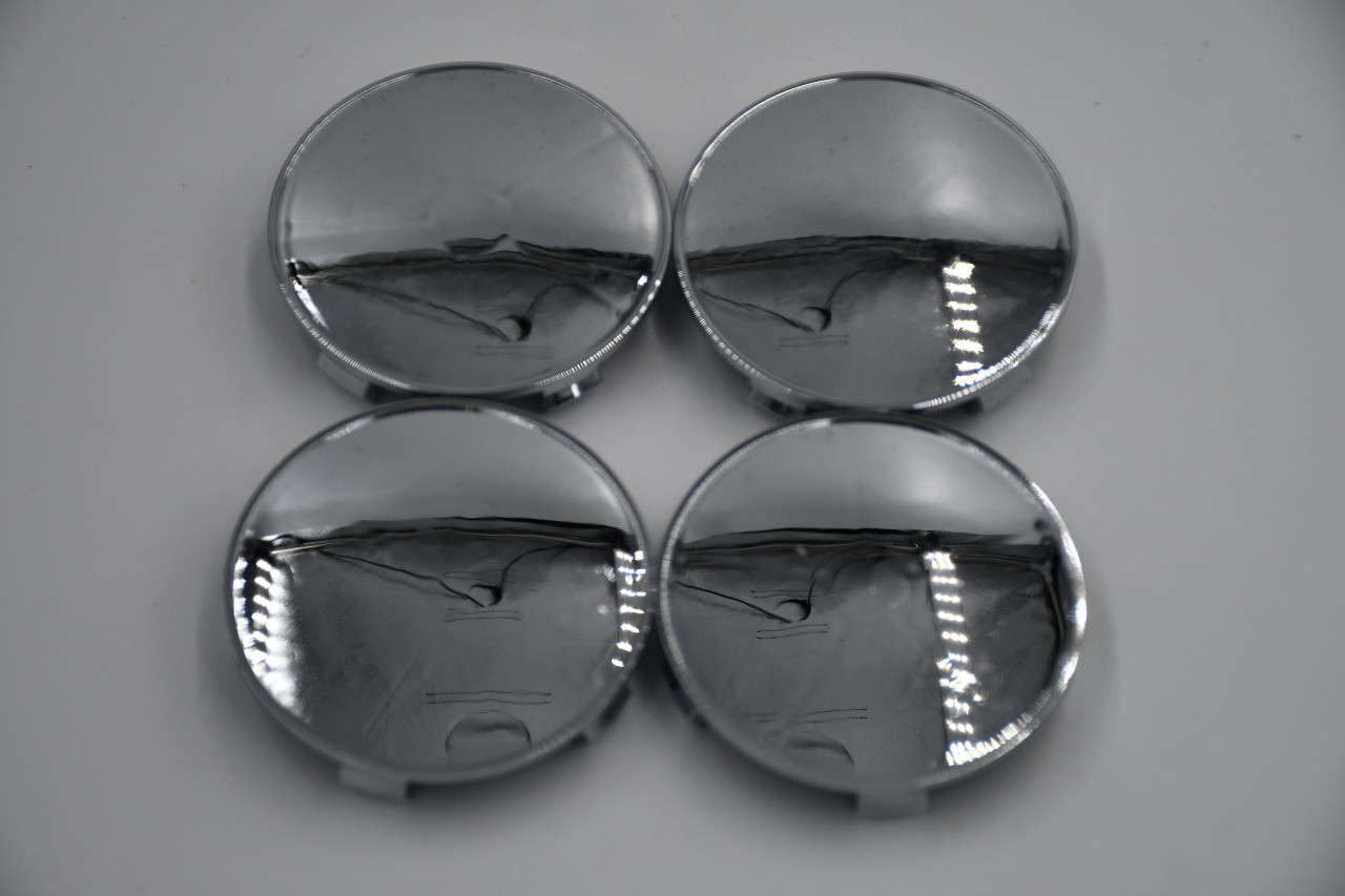 Set 4 Plain Chrome Center Cap Hub Cap 65mm Snap In 5 Clips