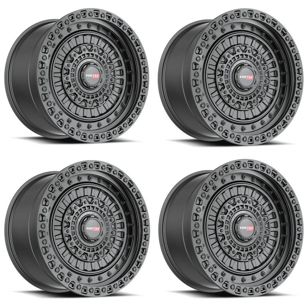 Set 4 18" Vortek Matte Black VRD-703 18x9 5x5 5x5.5 12mm For Jeep Dodge Wheels