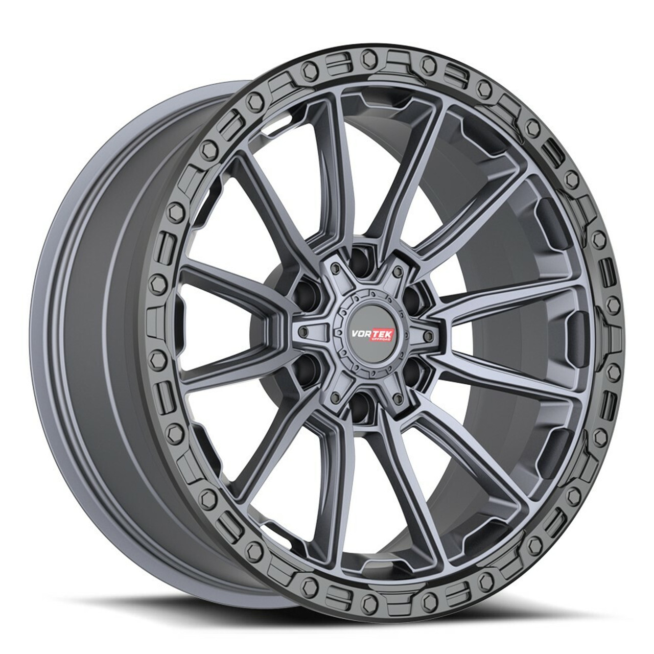 17" Vortek Matte Titanium Black Bead Ring VRT-601 17x9 Wheel 6x135 6x5.5 -12mm