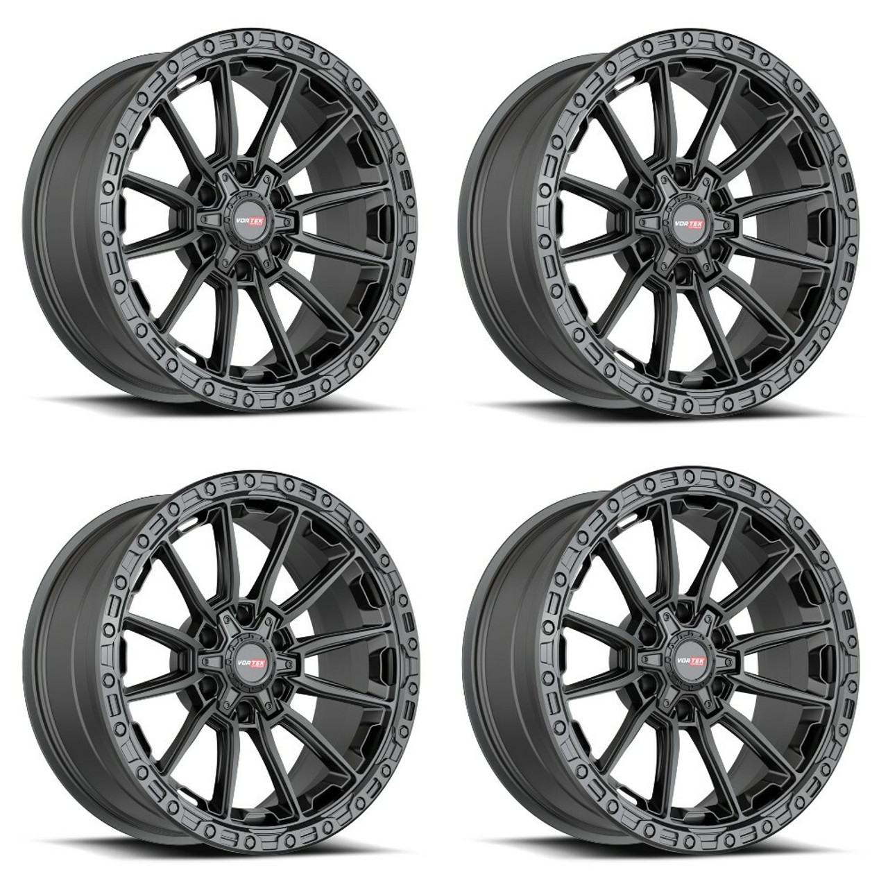 Set 4 24" Vortek Matte Black VRT-601 24x10 6x135 6x5.5 -12mm Lifted Truck Wheels Set 4 24" Vortek Matte Black VRT-601 24x10 6x135 6x5.5 -12mm Lifted Truck Wheels