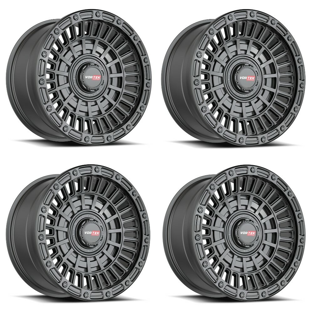Set 4 20" Vortek Matte Black VRD-705 20x9.5 Wheels 6x135 6x5.5 -12mm Lifted Rims
