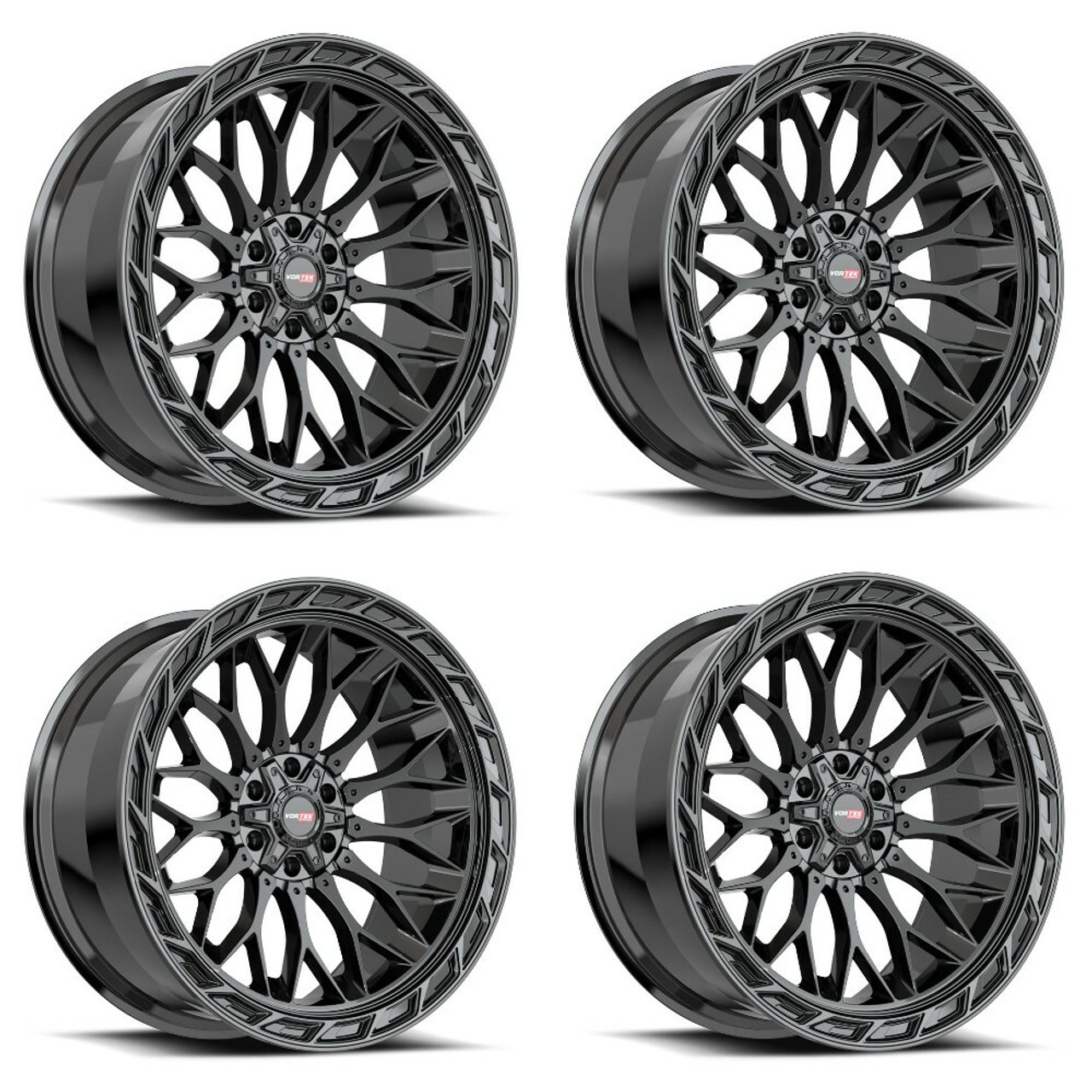 Set 4 20" Vortek Gloss Black VRP-503 20x9 5x5.5 5x150 For Toyota Dodge Ram Rim