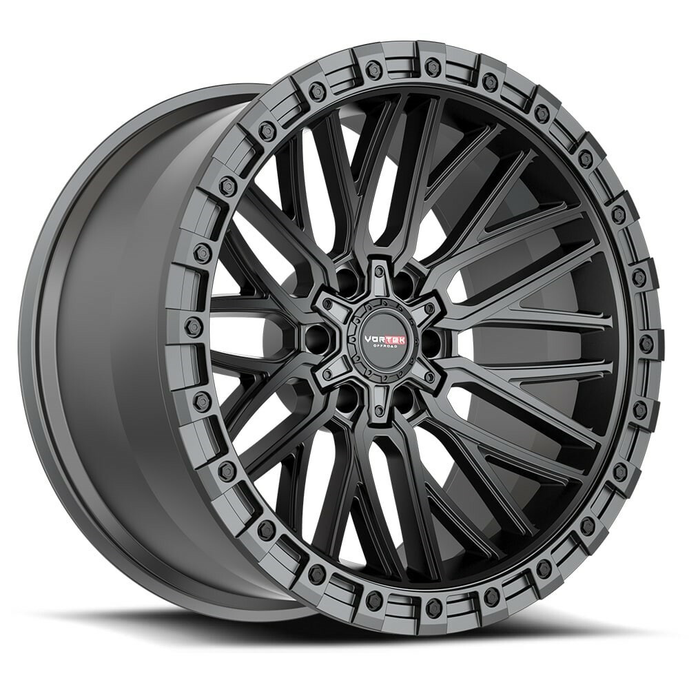 Set 4 20" Vortek Matte Black VRT-608 20x10 6x135 6x5.5 -24mm Lifted Truck Wheels
