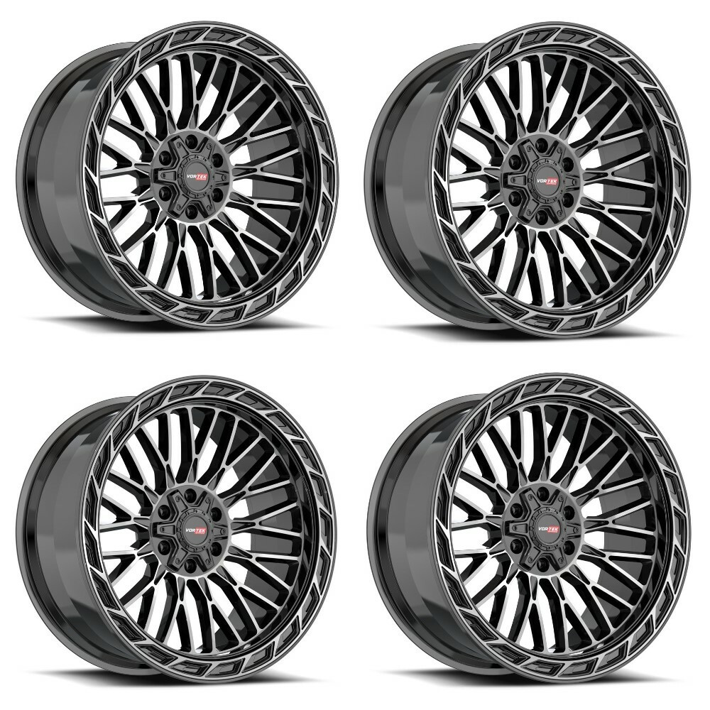 Set 4 20" Vortek Black Diamond Cut Dark Tint VRP-502 20x9 Wheels 6x135 6x5.5 0mm