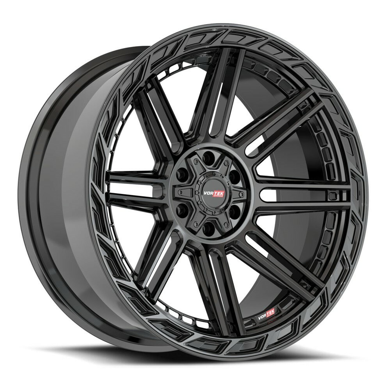 24" Vortek Gloss Black VRP-501 24x11 Wheel 6x135 6x5.5 -24mm For Ford Chevy GMC