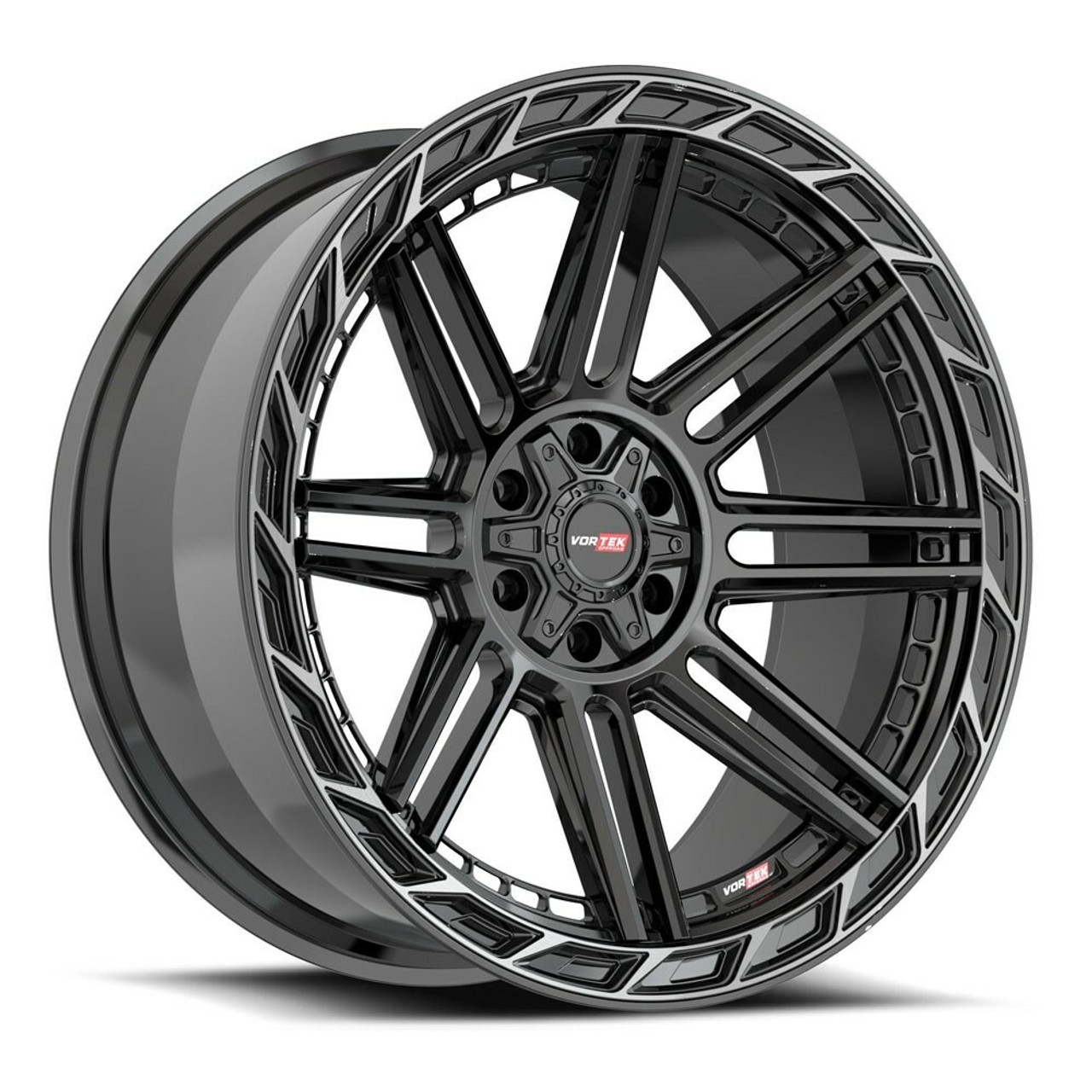 22" Vortek Black Diamond Cut Ring Dark Tint VRP-501 22x10 Wheel 5x5 5x5.5 -18mm