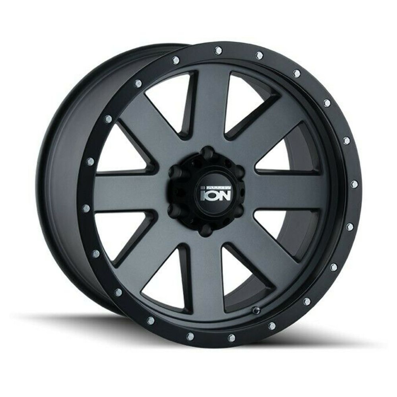 Set 4 20" Ion 134 20x9 Matte Gunmetal Black Beadlock 8x170 Wheels 0mm Truck Rims