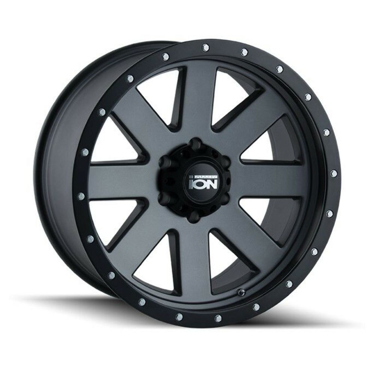 20" Ion 134 20x10 Matte Gunmetal Black Beadlock 6x5.5 Wheel -19mm Lifted Truck