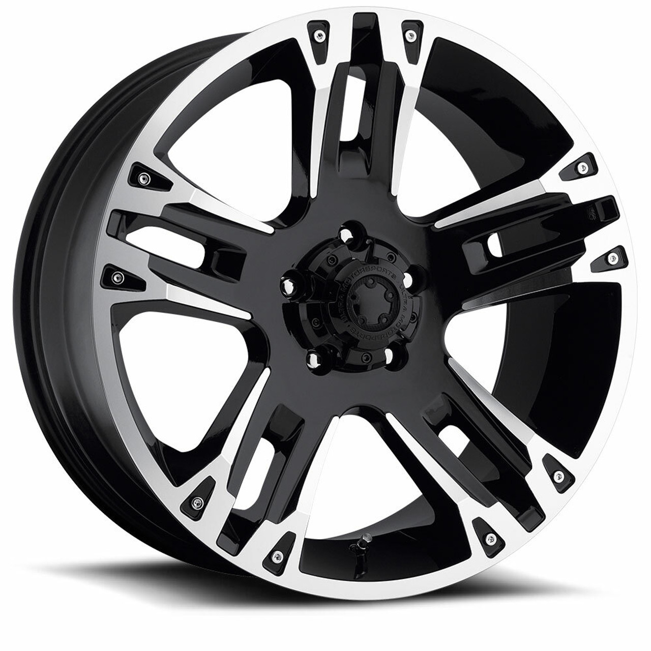 16" Ultra 235B Maverick 16x8 5x5 Gloss Black Diamond Cut and Clear Coat 10mm Rim