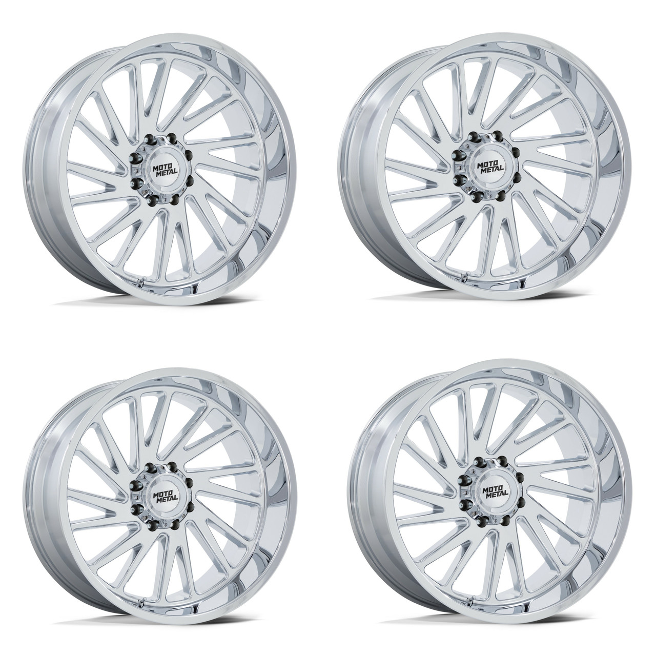 Set 4 Moto Metal MO811 Combat 20x10 6x135 Chrome Wheels 20" -18mm Lifted Rims