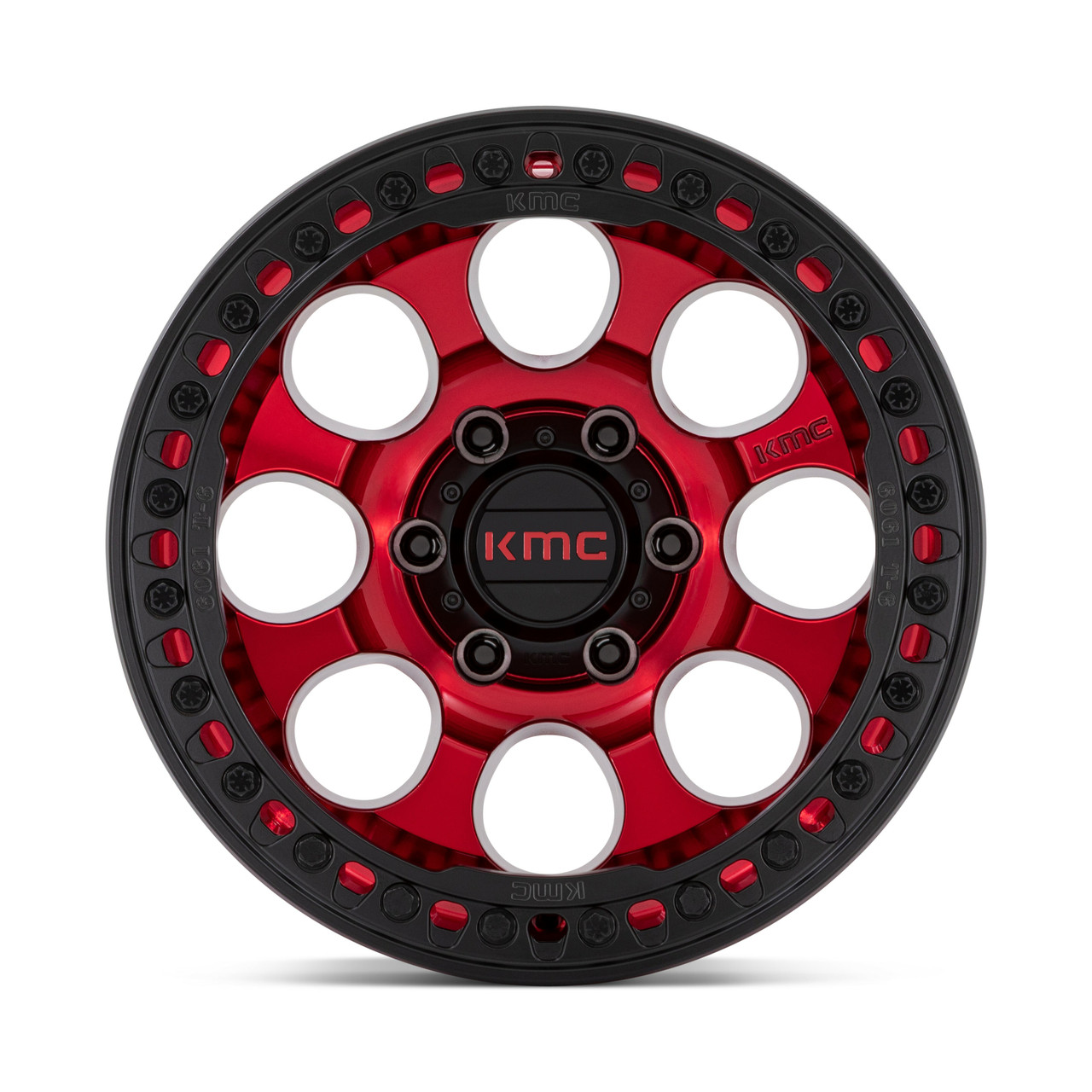 KMC KM237 Riot Beadlock 17x8.5 6x135 Candy Red With Black Ring Wheel 17" 0mm Rim