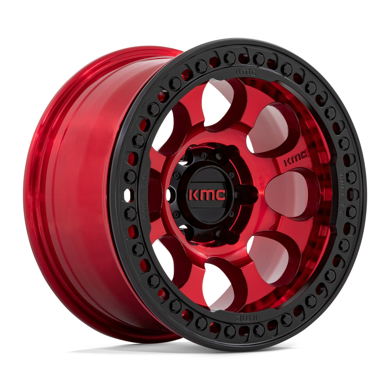 Set 4 KMC KM237 Riot Beadlock 17x8.5 6x135 Red Black Ring 17" 0mm Truck Wheels