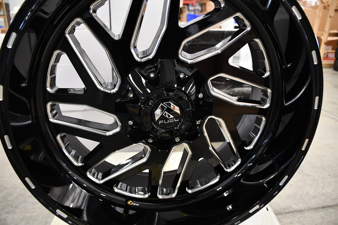 Set 4 Fuel D581 Triton 26x12 8x170 Gloss Black Milled Wheels 26" -44mm Rims