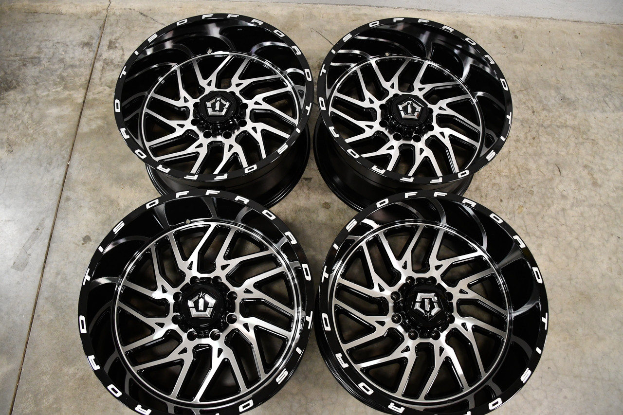Set 4 20" TIS 544MB Gloss Black Machined Face 20x12 Wheels 8x170 -44mm For Ford