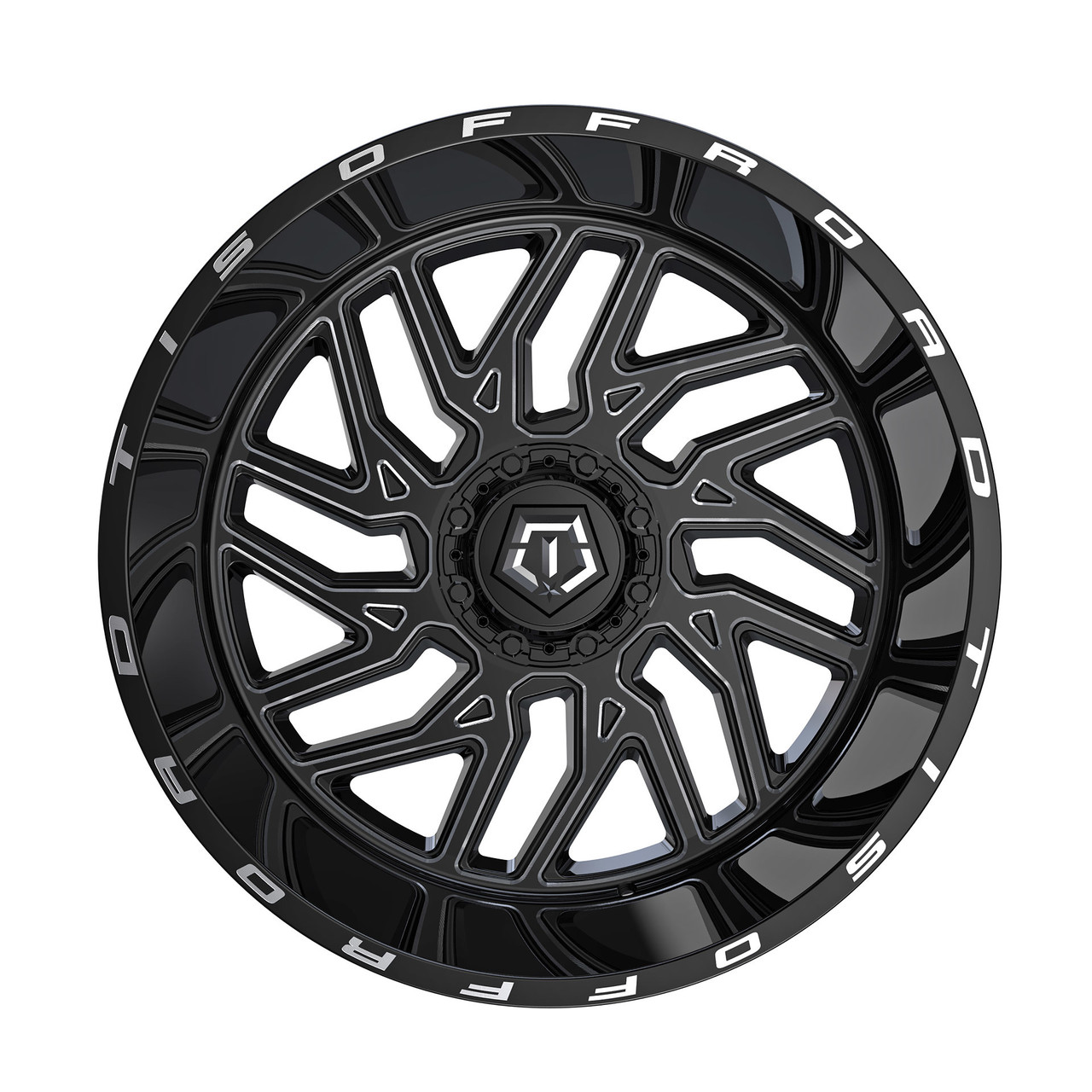 22" TIS 544BM 22x12 8x180 Gloss Black w/ Milled Accents Wheel -44mm Lifted Rim