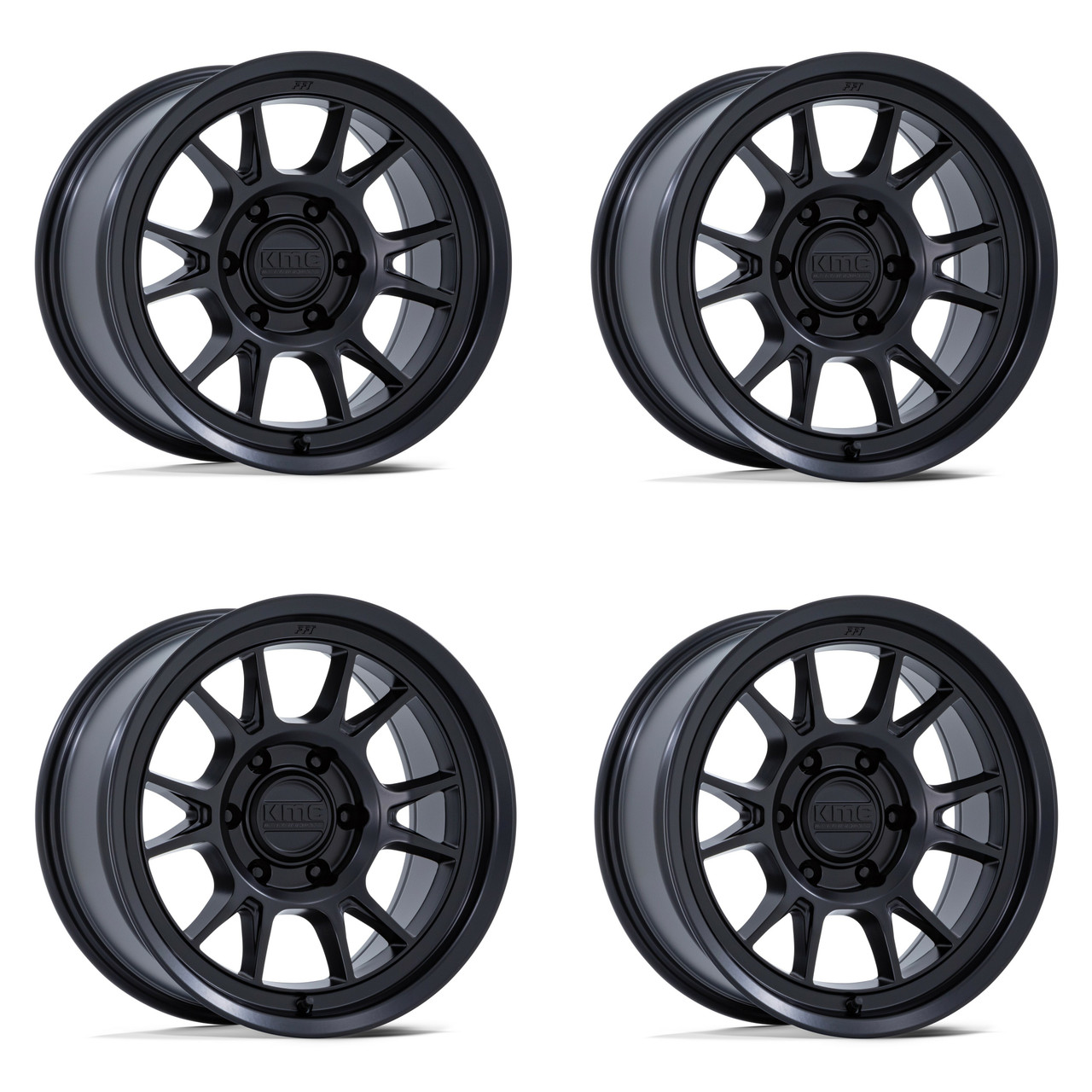 Set 4 KMC KM729 Range 17x8.5 6x135 Matte Black 17" 0mm For Ford Lincoln Wheels