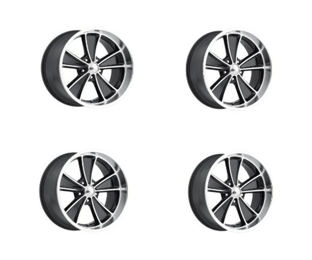 Set 4 17" Boyd Coddington BC2MB Speedster 17x8 5x4.75 00mm Gloss Black Machined