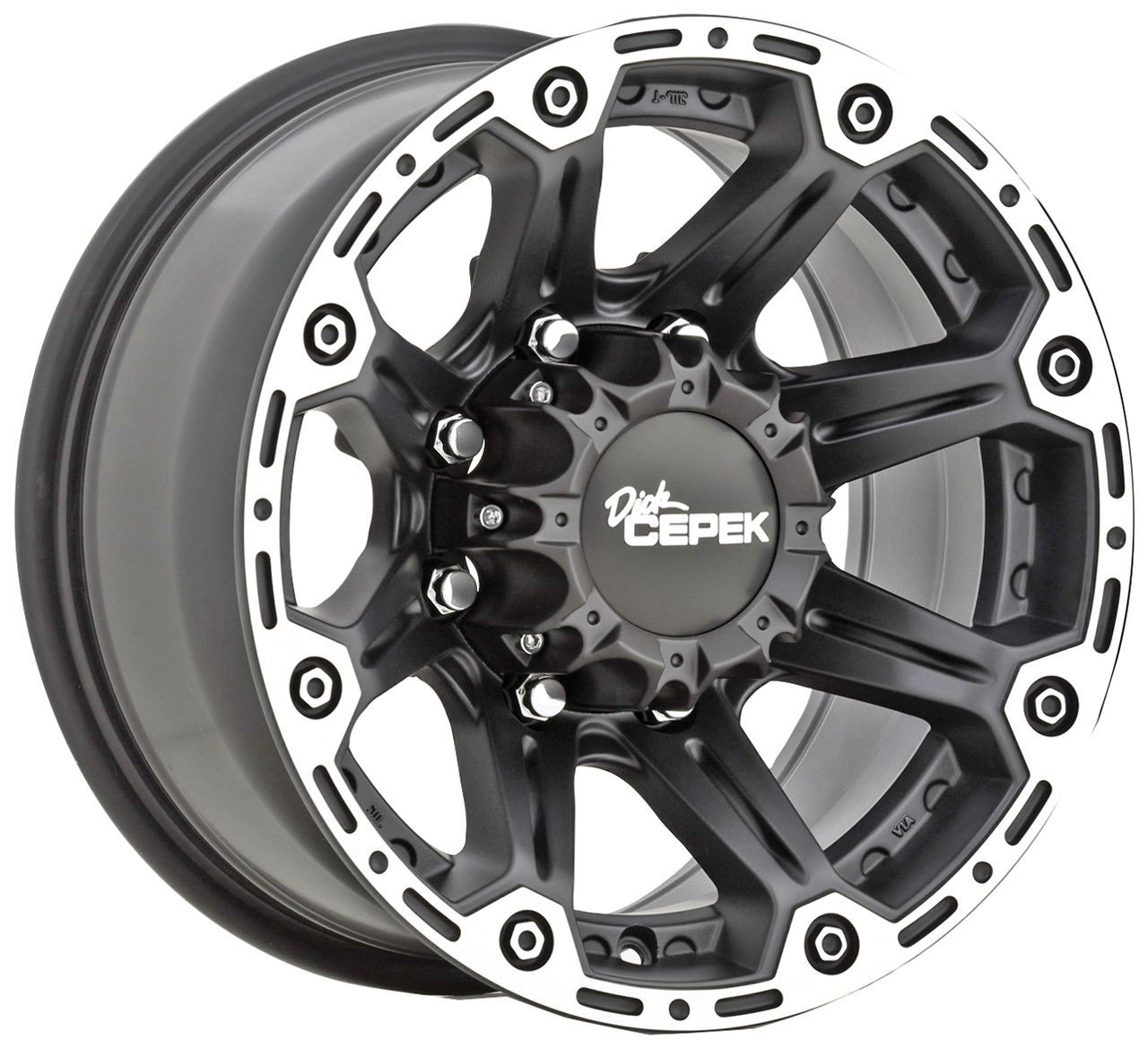 Set 4 17" Dick Cepek Torque flat black with machined outer lip and satin clear coat 17x8.5 Wheels 6x5.50 +06mm
