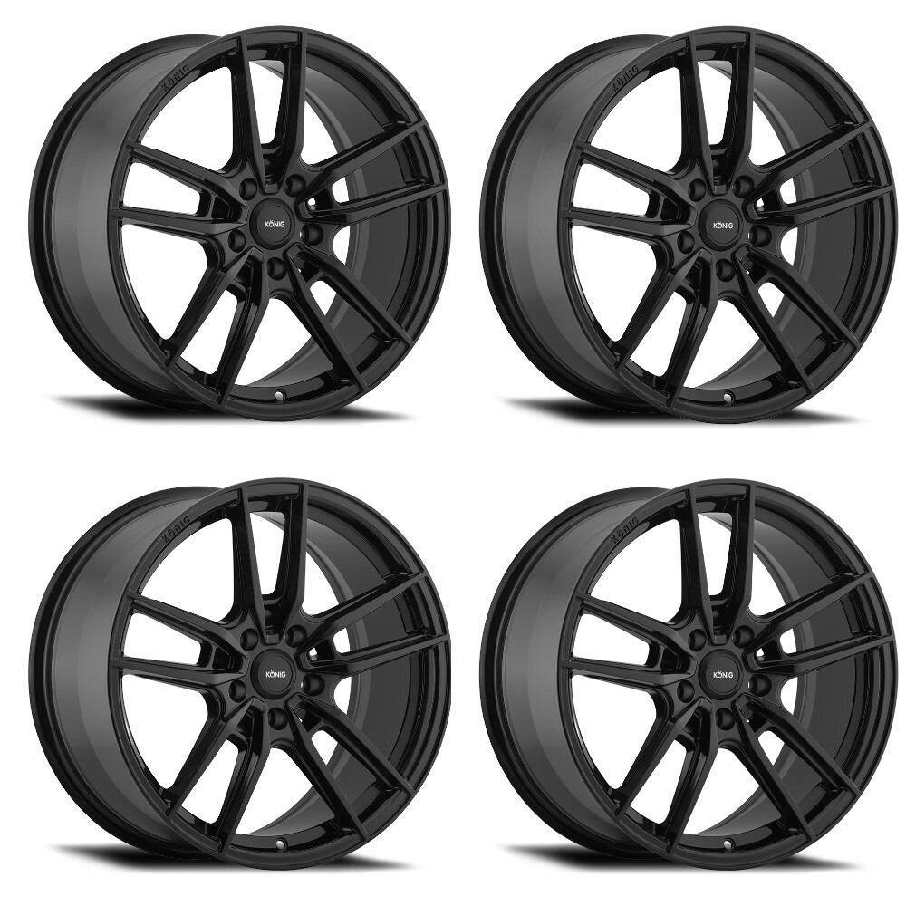 Set 4 19" Konig 55B Myth Gloss Black 19x8.5 Wheels 5x4.5 40mm Street Rims