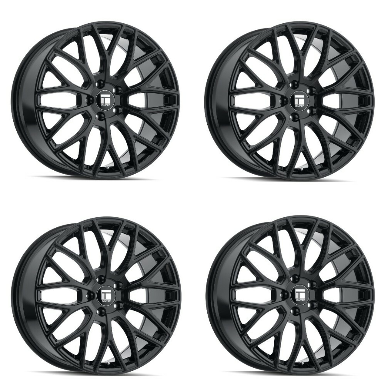 Set 4 19" Touren TR76 19x8.5 Gloss Black 5x112 Wheels 35mm Car Suv Rims