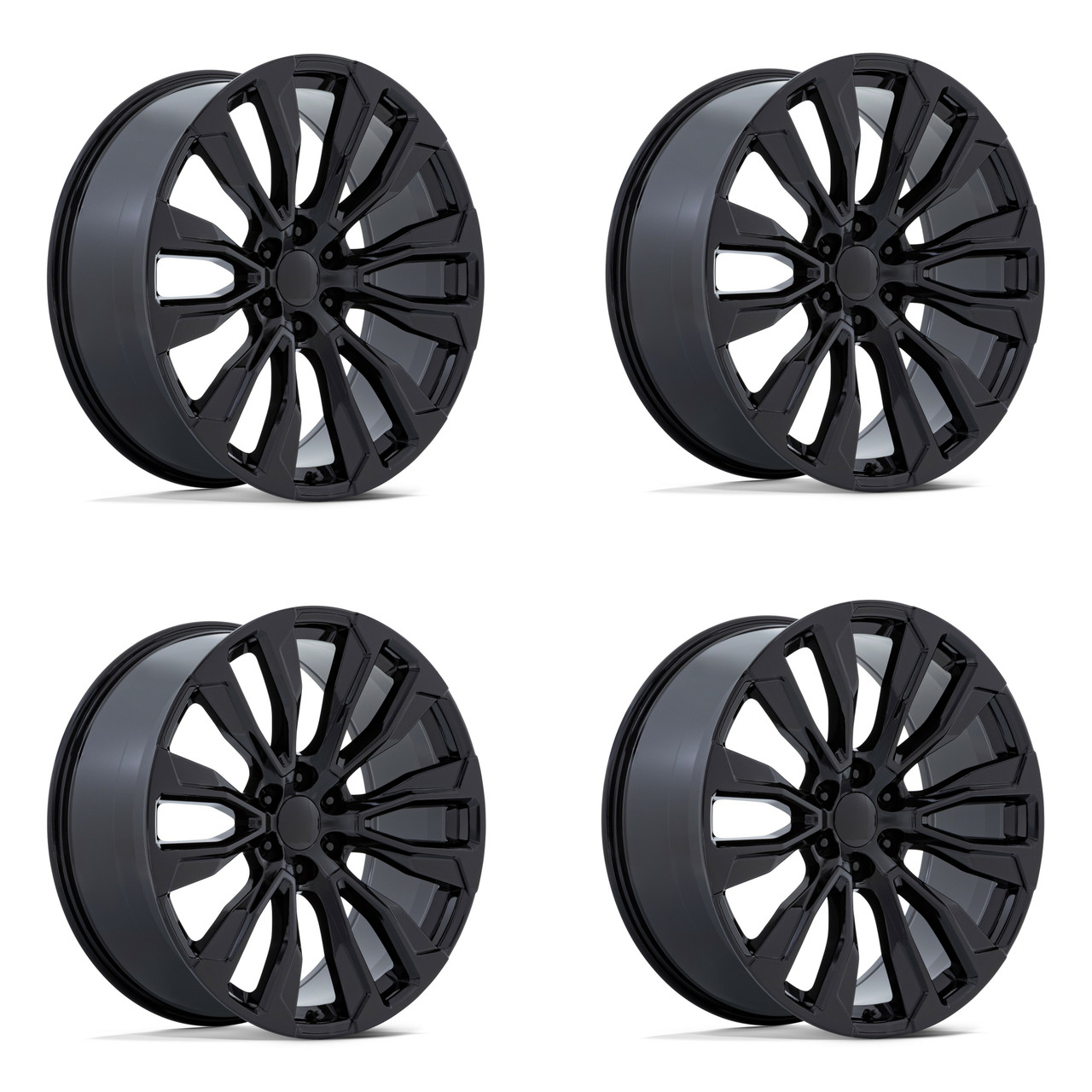 Set 4 Performance Replicas PR211 22x9 6x5.5 Gloss Black Wheels 22" 28mm Rims