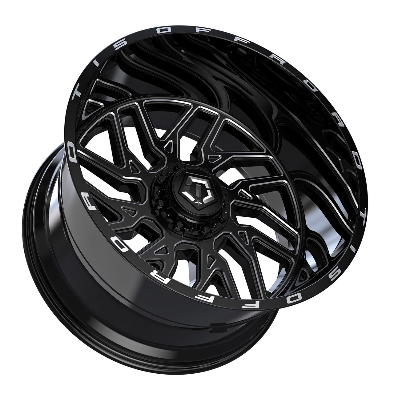 Set 4 20" TIS 544BM Gloss Black Milled 20x10 Wheels 5x4.5 5x5 -25mm Lifted Rims
