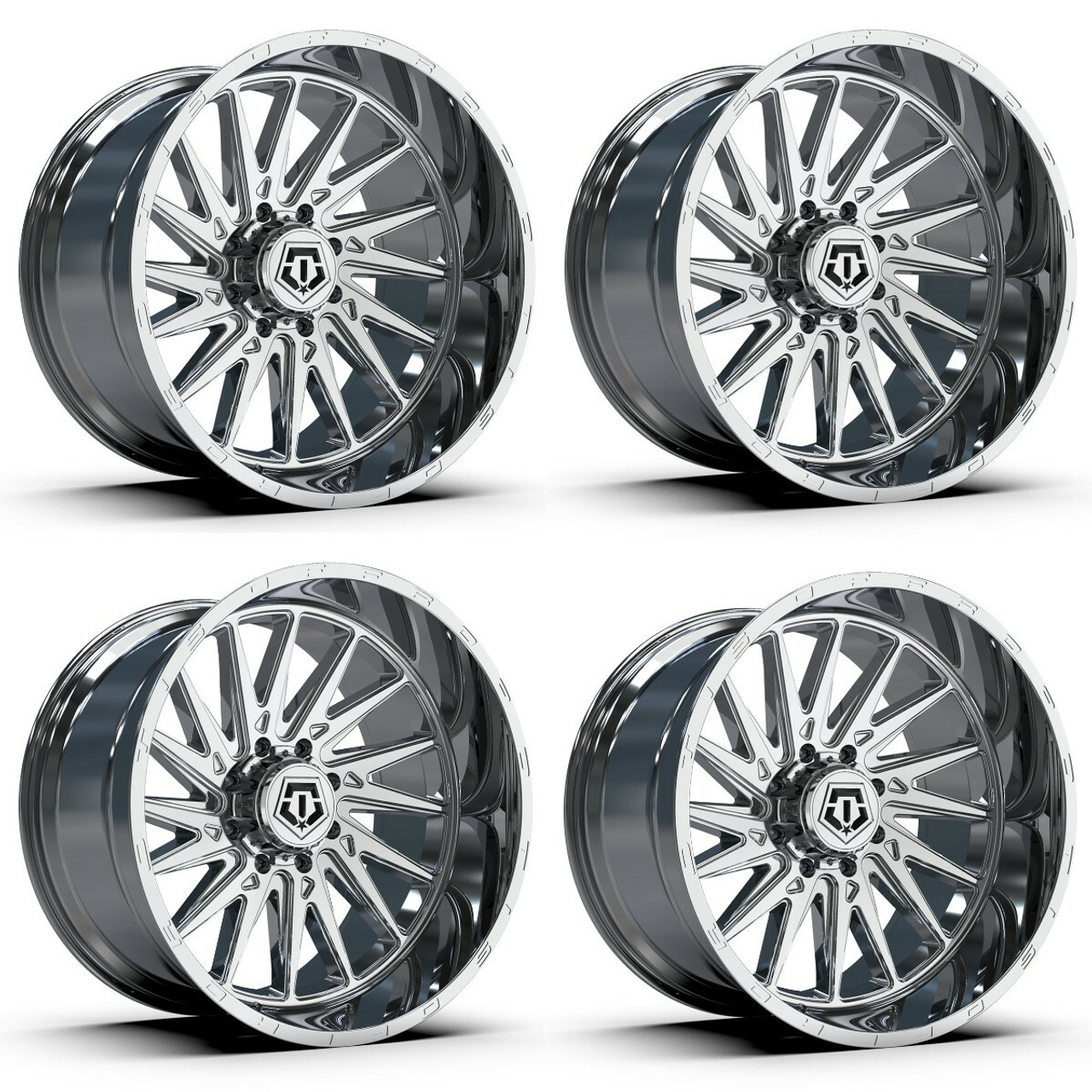 Set 4 24" TIS 547C Chrome 24x12 Wheels 8x180 -44mm Lifted For Chevy GMC Rims Set 4 24" TIS 547C Chrome 24x12 Wheels 8x180 -44mm Lifted For Chevy GMC Rims