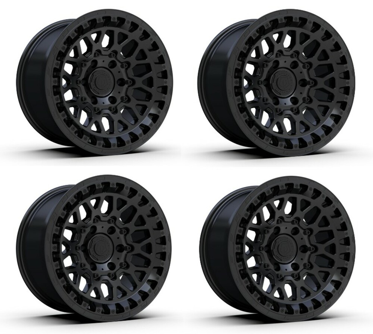 Set 4 17" TIS 555SB 17x9 5x5 -12mm Wheels Satin Black For Jeep Lifted Truck Rims